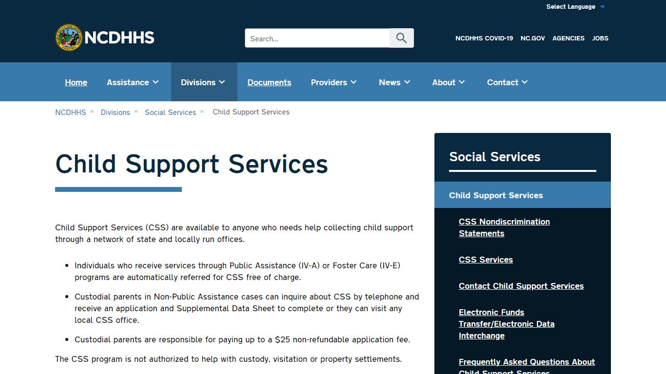 NC DHHS: Child Support Enforcement